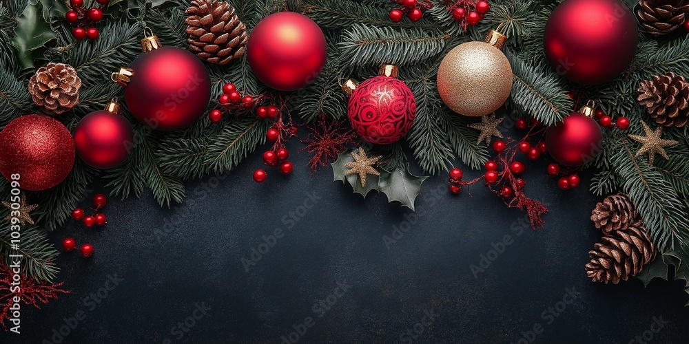 Christmas Decoration winter season, Balls On Snowy Christmas Decoration winter season, Balls On Snowy
