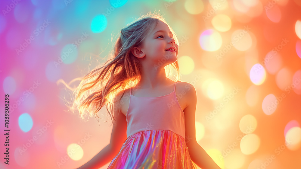 girl dancing in a prismatic dress that catches rainbow light girl dancing in a prismatic dress that catches rainbow light