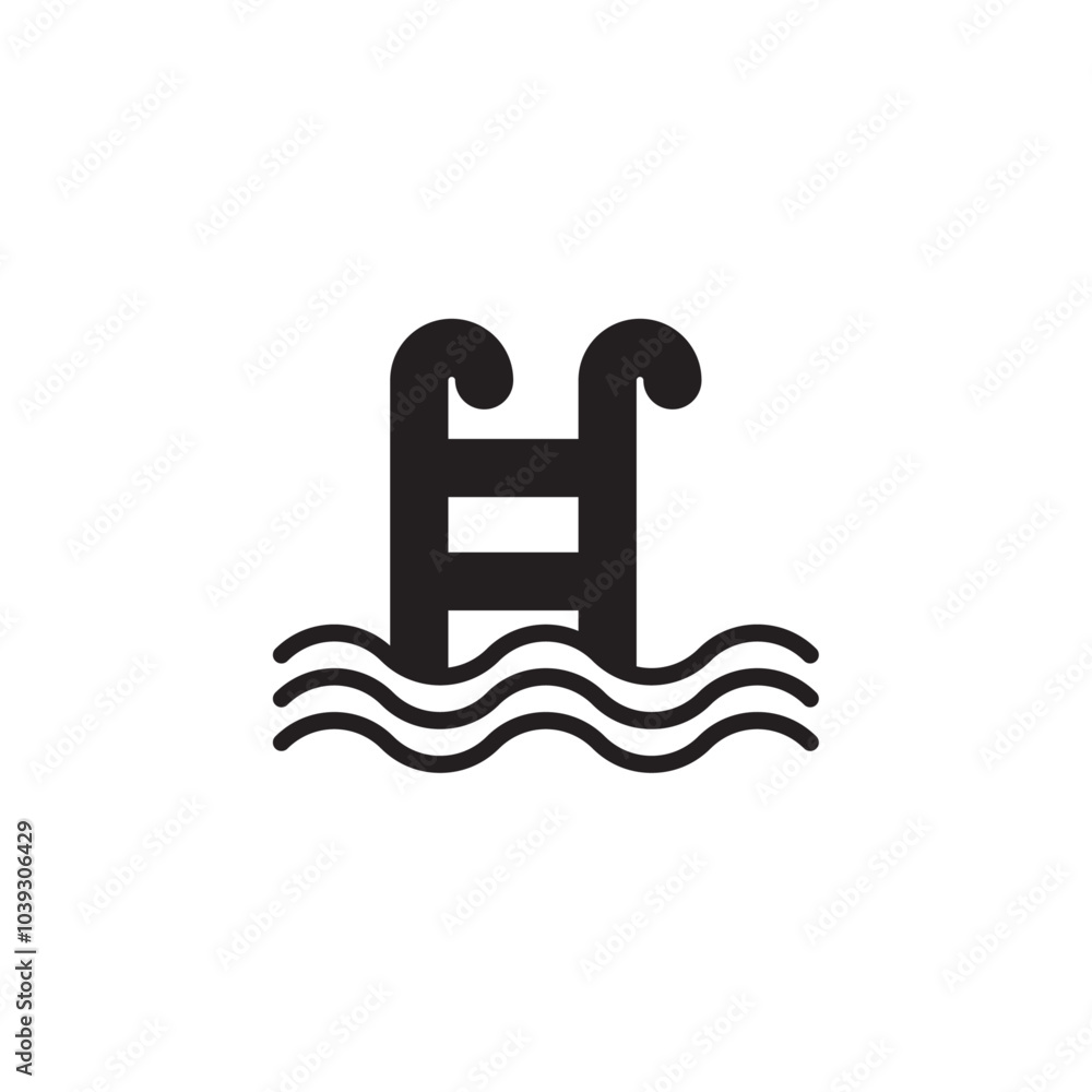 Swimming pool icon Flat line illustration Swimming pool icon Flat line illustration