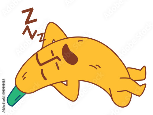 Sleepy banana character fall asleep children kids cartoon drawing colorful art design icon set