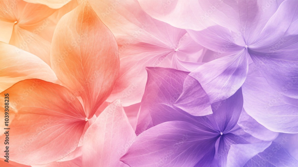 Soft, delicate floral background with a gradient of pink and purple petals. Soft, delicate floral background with a gradient of pink and purple petals.