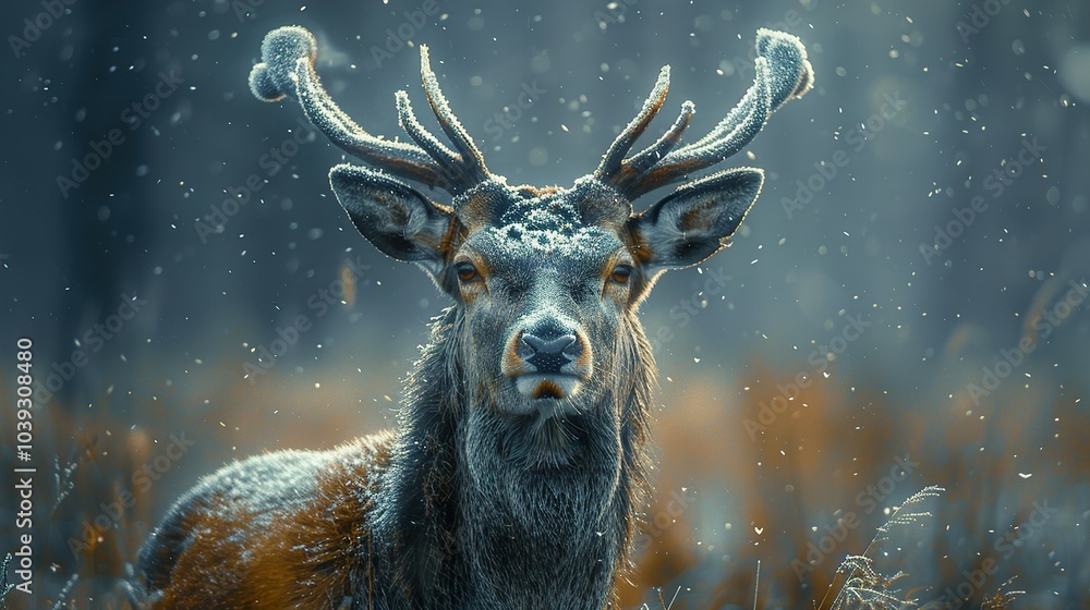 Majestic Deer in Winter Wonderland - Wildlife Photography Majestic Deer in Winter Wonderland - Wildlife Photography