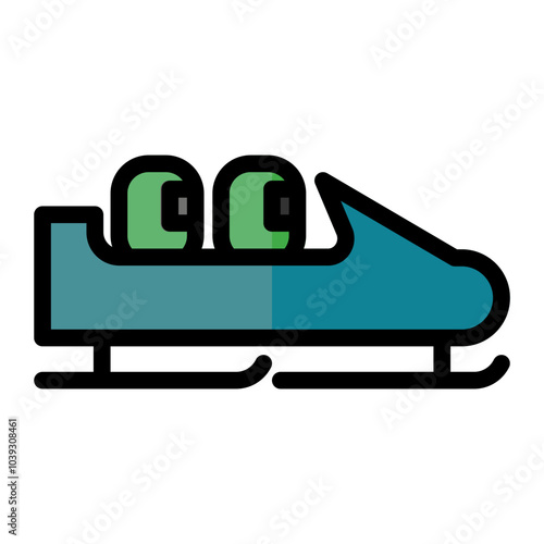 Bobsleigh icon in Color Lineal Color. Flat Outline style