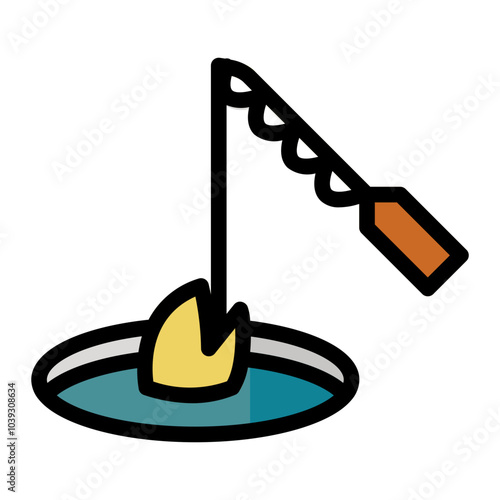 Ice fishing icon in Color Lineal Color. Flat Outline style