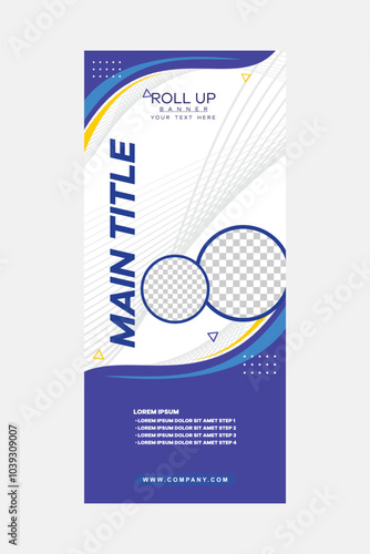 Blue and white roll up design Vector Premium EPS 10
