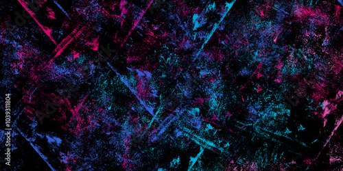 Star field background Aquamarine and pink dark red pink, teal and purple nebula universe. Cosmic neon light blue watercolor background aquarelle deep black Paper textured. Fantastic outer view space