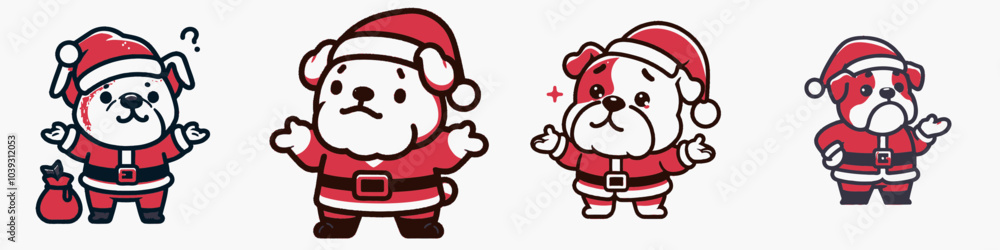 Adorable Bulldog Dressed in Santa Outfit Adorable Bulldog Dressed in Santa Outfit