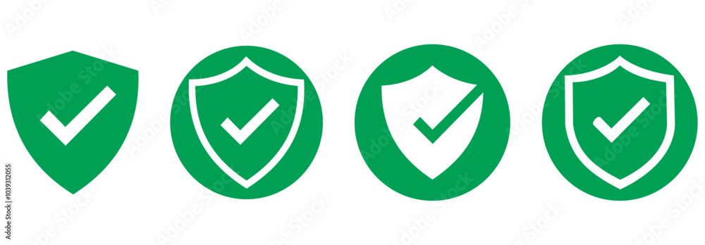 Security icon on white background Guaranty shield vector icon in green flat shape design isolated on white background. Security icon on white background Guaranty shield vector icon in green flat shape design isolated on white background.