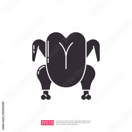 A stylized illustration of a whole roasted chicken, emphasizing its shape and features in a minimalist design.