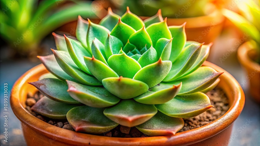 The intricate rosette of a succulent plant, its fleshy green leaves radiating outwards, showcases the beauty of nature's simple yet profound design. The intricate rosette of a succulent plant, its fleshy green leaves radiating outwards, showcases the beauty of nature's simple yet profound design.