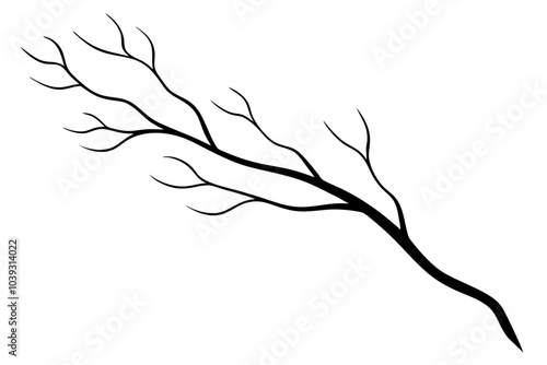 Tree Branch | isolated vector silhouette illustration on white background