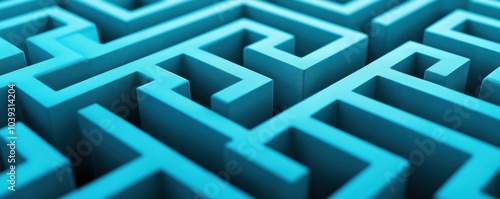 Wallpaper Mural Intricate blue maze design featuring sharp lines and geometric patterns, ideal for concepts of challenge and direction. Torontodigital.ca