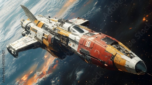 Wallpaper Mural Futuristic Spacecraft Soaring Through the Cosmic Expanse of the Galaxy Torontodigital.ca