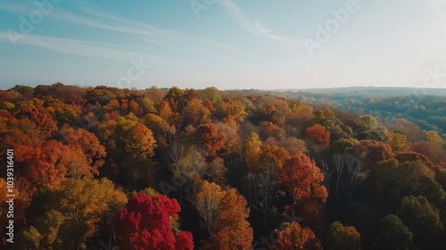 Breathtaking Aerial View of Dense Forest in Autumn