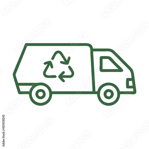 Recycling truck illustration with symbol representing waste management and eco-friendly transportation