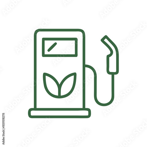 Eco-friendly fuel pump illustration with leaf symbol representing green energy solutions