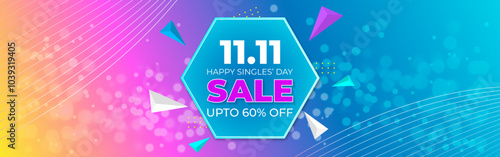 Vector illustration of 11 11 Singles' Day Sale social media template