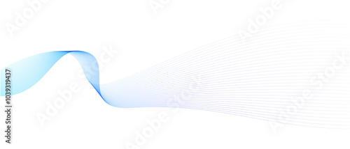 Abstract vector wavy lines flowing smooth curve colorful gradient purple blue on transparent background in concept of technology, science, music, modern.