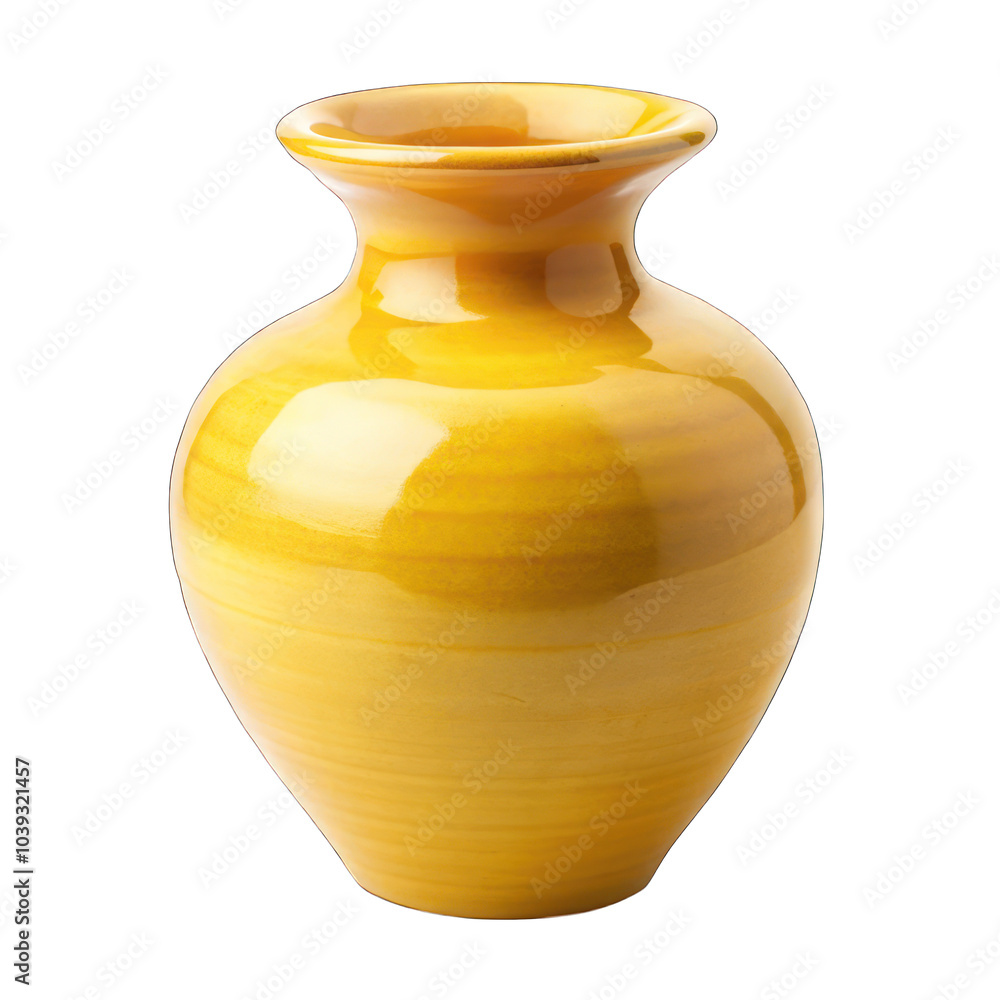 Empty yellow ceramic vase isolated on transparent background Empty yellow ceramic vase isolated on transparent background