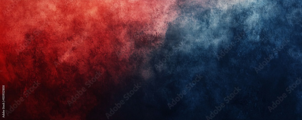 Dramatic Red and Blue Gradient Background with a Textured Grunge Finish on Canvas