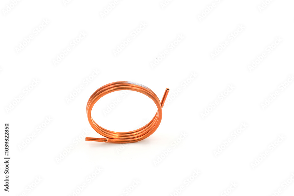 Capillary Tube in Air conditioning on the white background Capillary Tube in Air conditioning on the white background