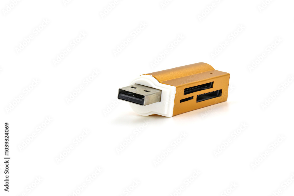 Yellow card reader isolated on white background Yellow card reader isolated on white background