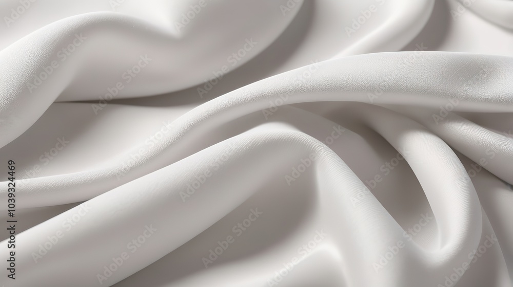 Fototapeta premium Close-up of white fabric fibers, showcasing smooth, textured strands in stunning 3D rendering.