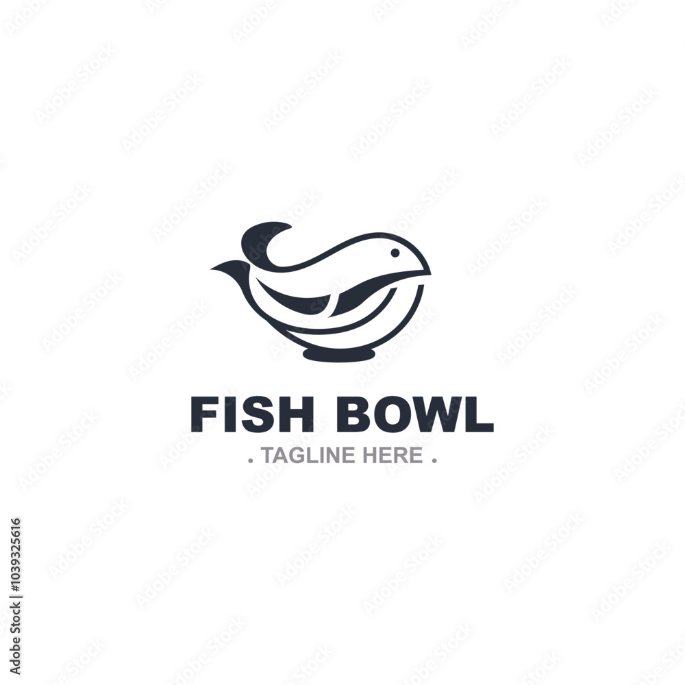 Fish bowl logo design, restaurant logo symbol minimal illustration design template Fish bowl logo design, restaurant logo symbol minimal illustration design template