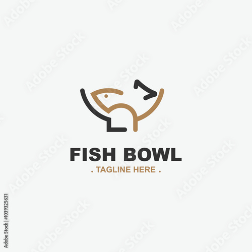 Fish bowl logo design, restaurant logo symbol minimal illustration design template