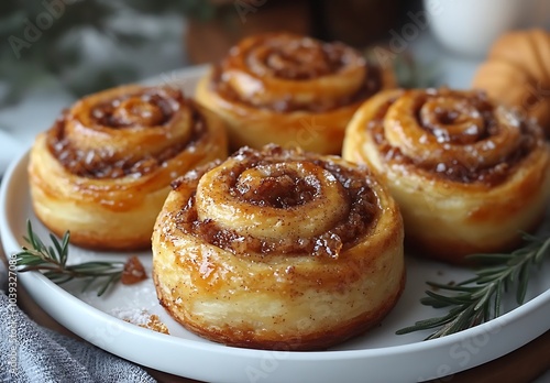 a plate of cinnamon rolls