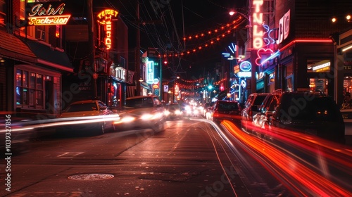 Wallpaper Mural Night City Street Long Exposure Shot Torontodigital.ca