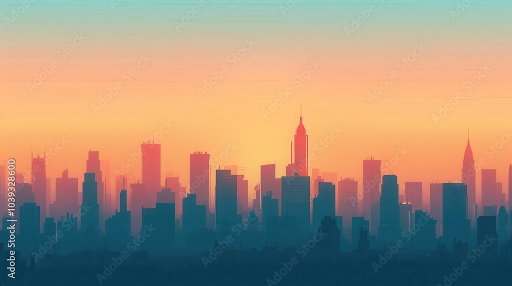 Minimalist City Skyline at Dawn Minimalist City Skyline at Dawn