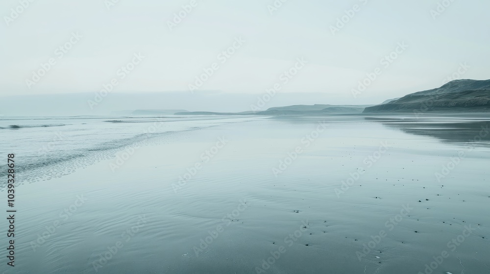 Serene Minimalist Coastline with Calm Sea Serene Minimalist Coastline with Calm Sea