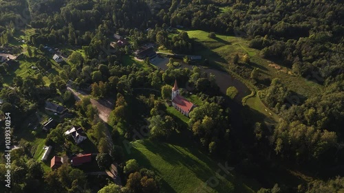 Nitaure Evangelical Lutheran Church In The Nitaure Parish Of Vidzeme Region Of Latvia. photo