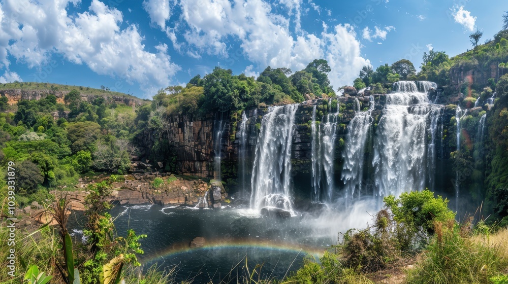 Fototapeta premium Panoramic View of a Stunning Waterfall Landscape