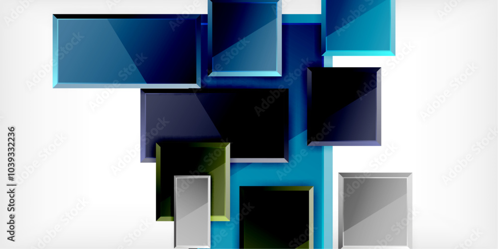 Glass toy style square shapes abstract design. Vector Illustration For Wallpaper, Banner, Background, Card, Book Illustration, landing page Glass toy style square shapes abstract design. Vector Illustration For Wallpaper, Banner, Background, Card, Book Illustration, landing page