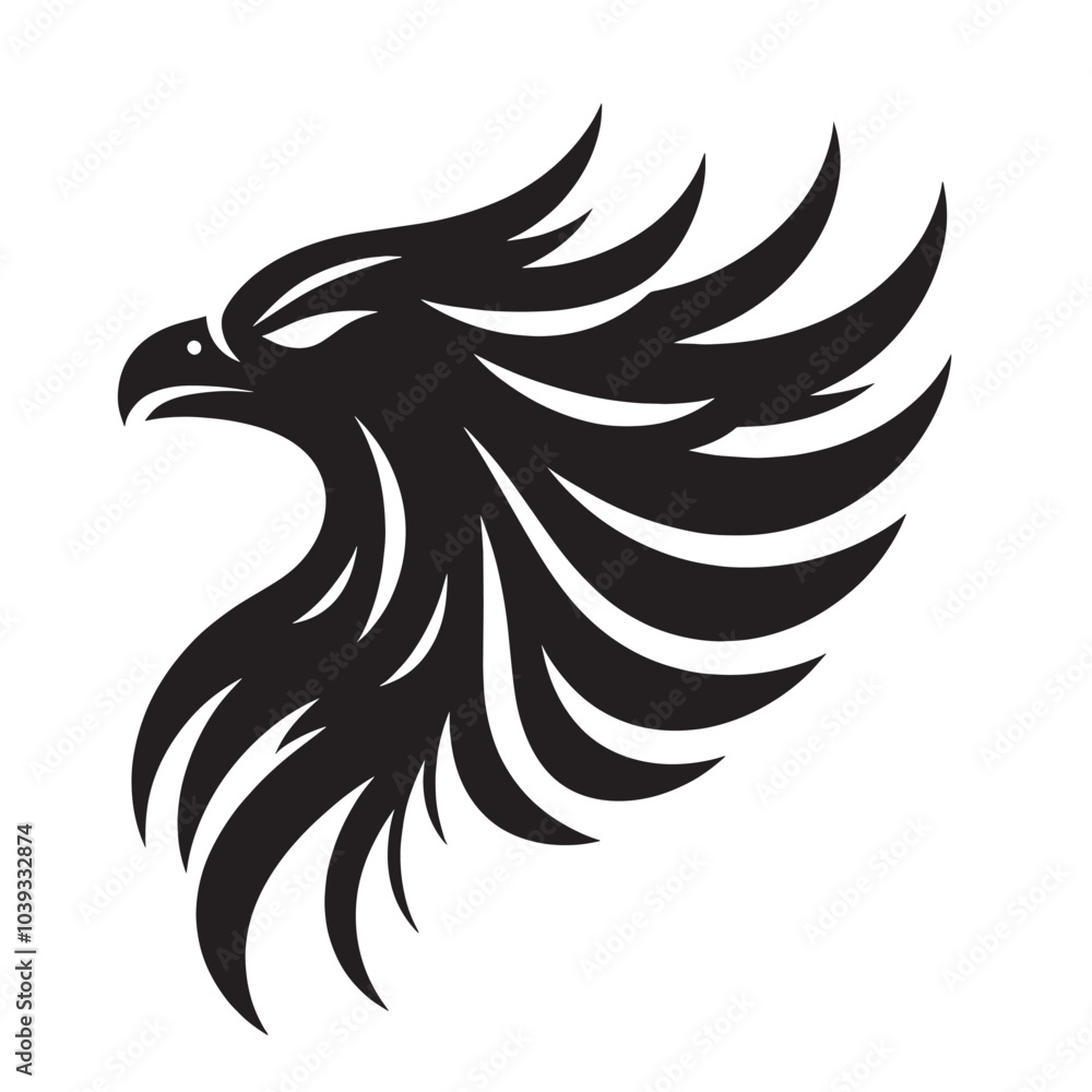 Fototapeta premium Abstract stylized black and white eagle head design, with a sleek and sharp design.