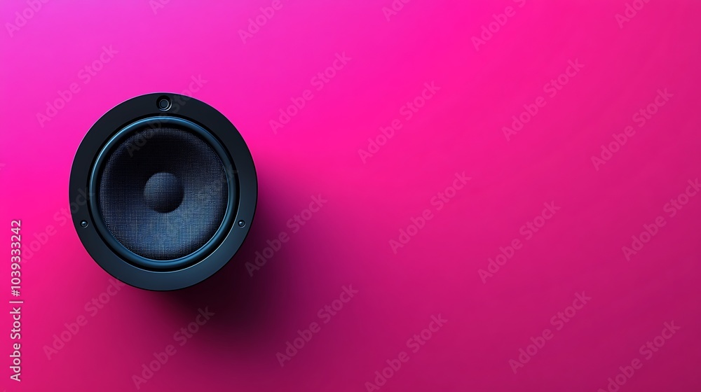 A minimalist speaker icon with a diagonal line, symbolizing reduced noise, isolated on a vibrant magenta background with space for a slogan or custom content A minimalist speaker icon with a diagonal line, symbolizing reduced noise, isolated on a vibrant magenta background with space for a slogan or custom content
