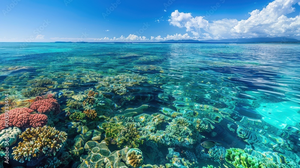 Stunning Panoramic View of Clear Reef Waters Stunning Panoramic View of Clear Reef Waters