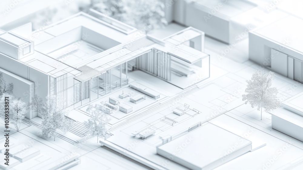 Architectural model showcasing a modern design in a minimalist style. Architectural model showcasing a modern design in a minimalist style.