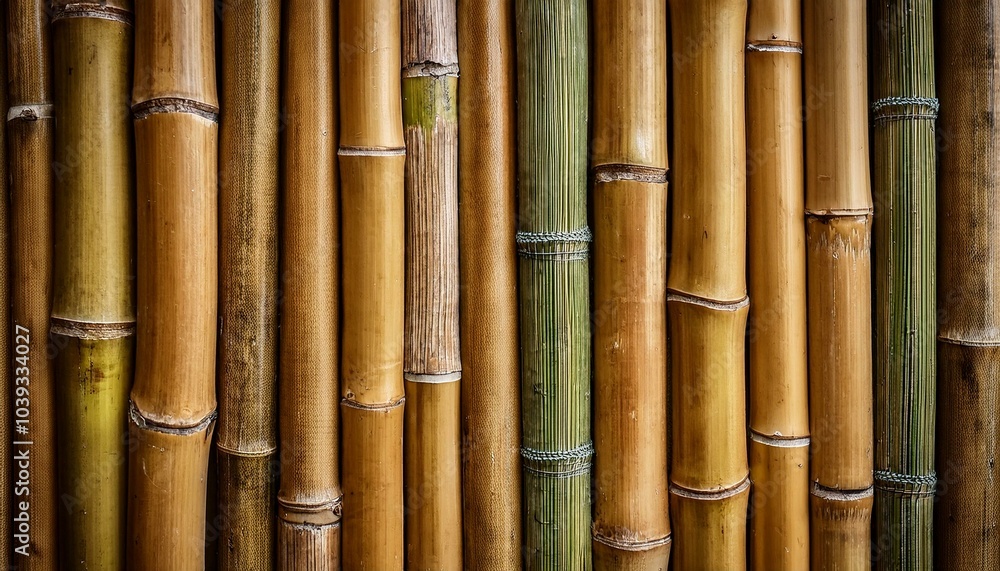 Fototapeta premium Wall made of natural bamboo stems