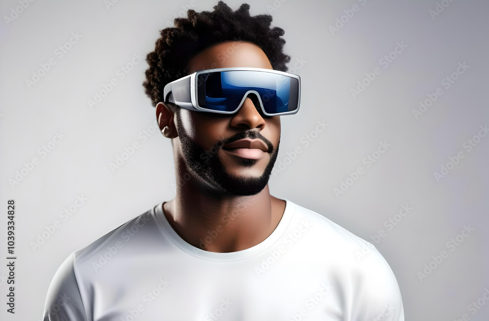 Black man in virtual reality glasses Black man in virtual reality glasses