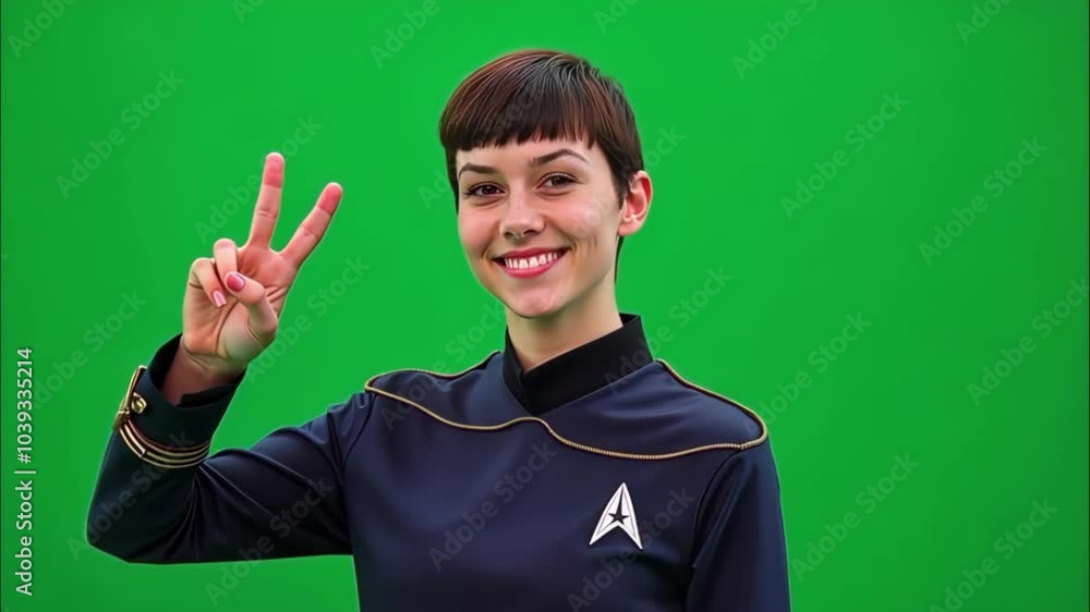 Green Screen: A Woman Showing Victory Sign (V Sign) Green Screen: A Woman Showing Victory Sign (V Sign)