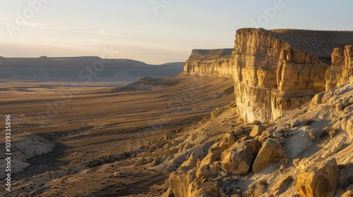 Remote Desert Canyon with Sheer Rock Faces