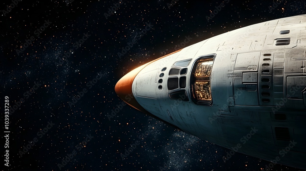 Sleek and Powerful Spacecraft Soaring Through the Vast Cosmic Expanse Sleek and Powerful Spacecraft Soaring Through the Vast Cosmic Expanse