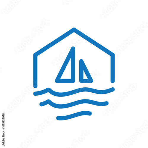 Sailboat Logo Design Vector With Simple House Concept