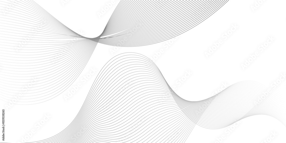Fototapeta premium Grey and white abstract wavy flowing particles. White paper wave and curve line background. Digital futuristic technology concept. Vector illustration