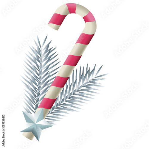 red and white christmas candy cane vector icon image with white background