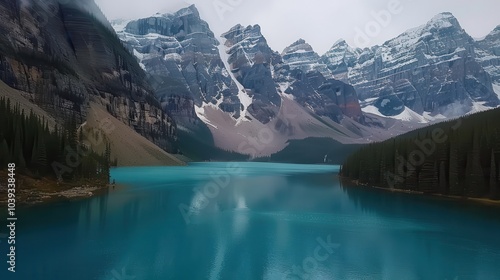 Serene View of Turquoise Waters at Moraine Lake