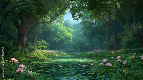 Forest of the Luminous Lilies Enchanted Dreams Awaken Fantasy wallpaper photo